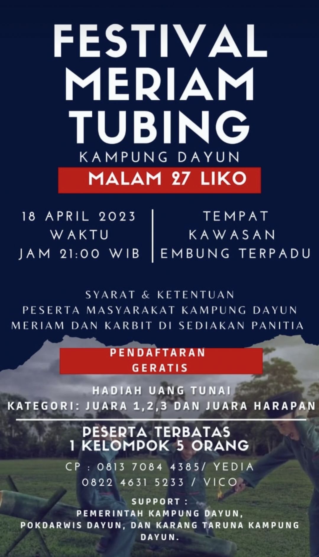 Kenalkan Permainan Tradisional, Pemuda Dayun Gelar Festival Meriam Tubing